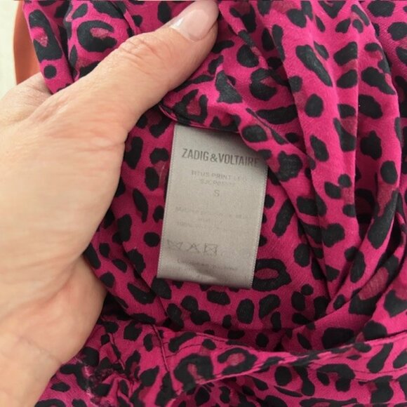 Zadig & Voltaire Titus Leopard Print Framboise Blouse - Picture 8 of 8